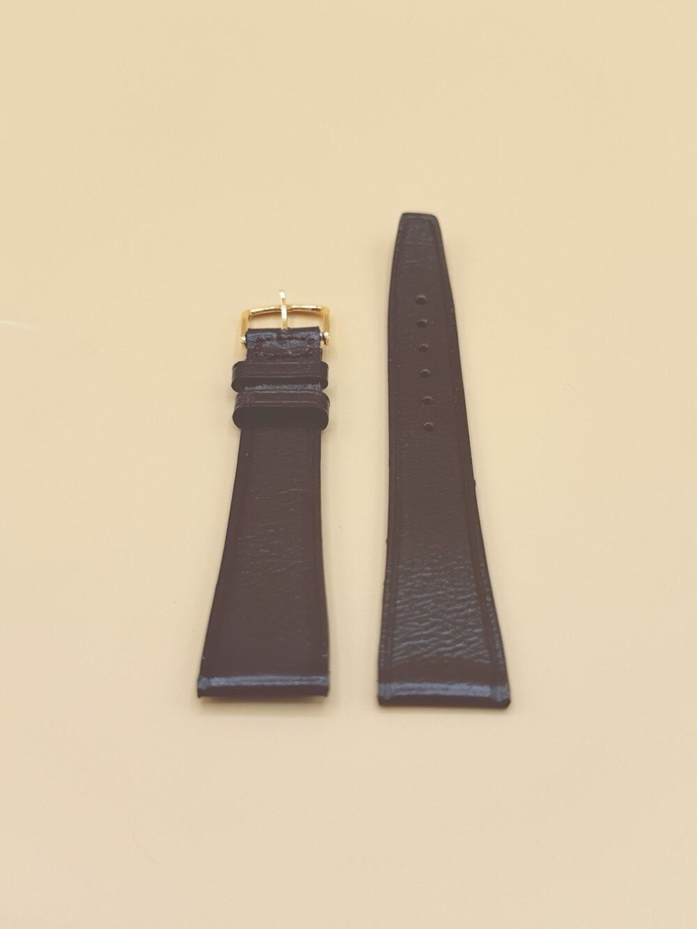 19mm KREISLER Genuine Lizard Black NOS Vintage Watch Band & Gold-Tone Buckle